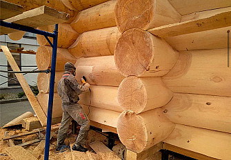 Шлифовка дома из бревна