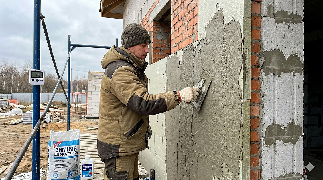 Можно ли штукатурить фасад при +5°C: правила работы в холодное время