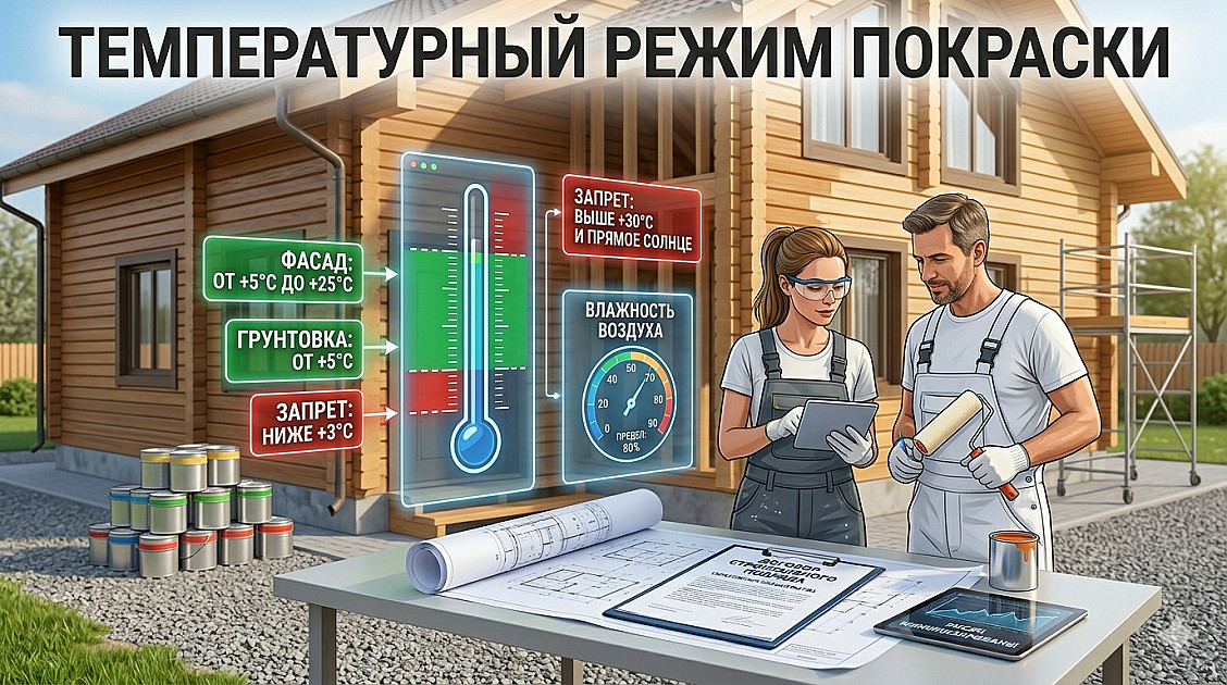 Покраска фасада: при какой температуре и влажности можно работать?